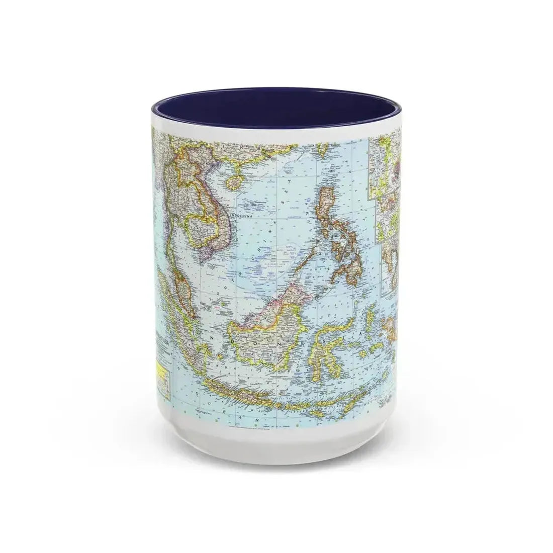 Asia - Southeast (1961) (Map) Accent Coffee Mug 15oz Navy - Go Mug Yourself