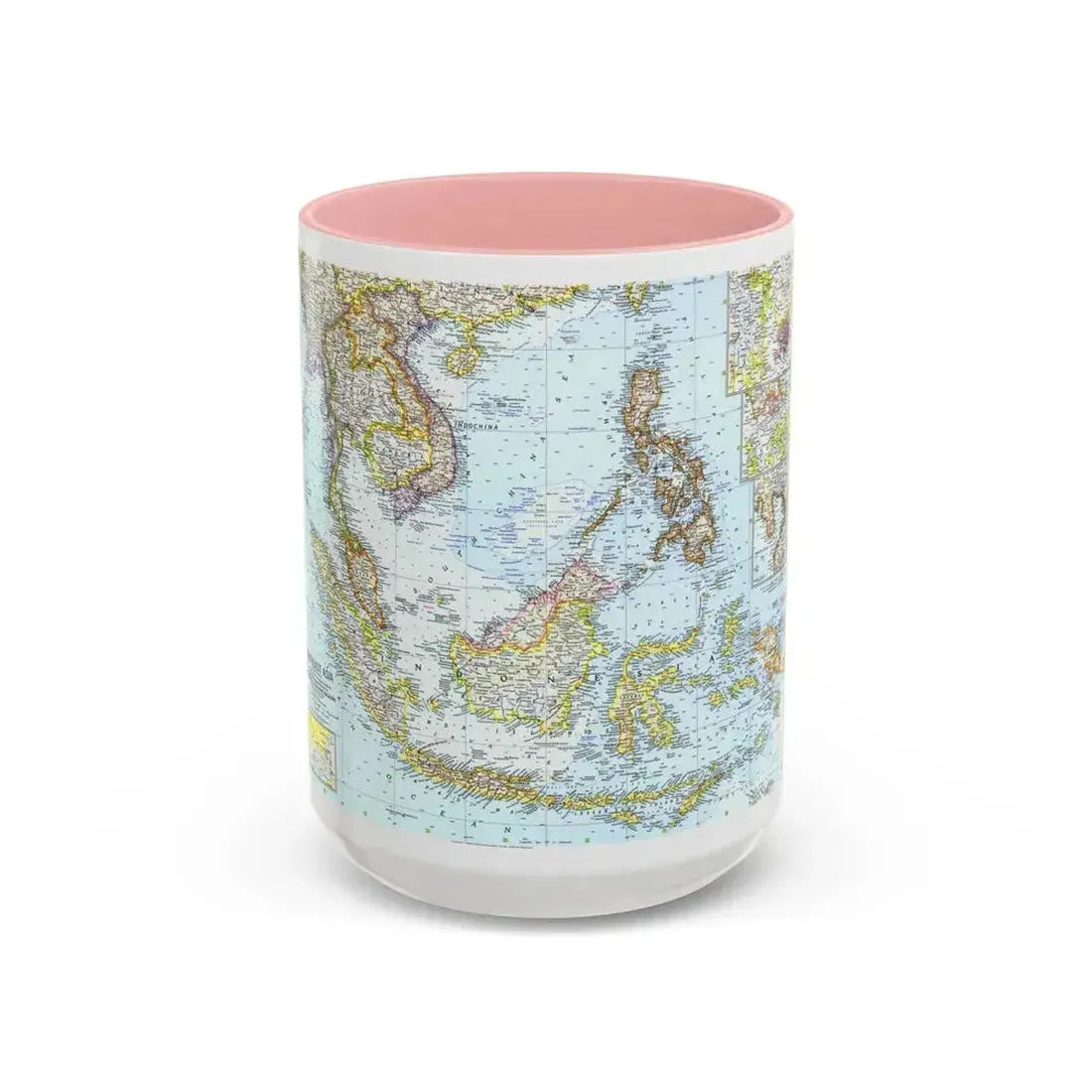 Asia - Southeast (1961) (Map) Accent Coffee Mug 15oz Pink - Go Mug Yourself