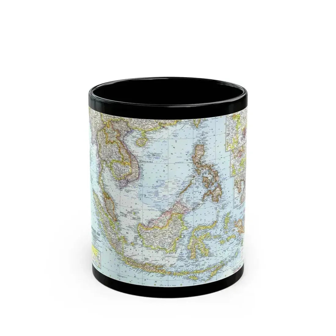 Asia - Southeast (1961) (Map) Black Coffee Mug 11oz - Go Mug Yourself