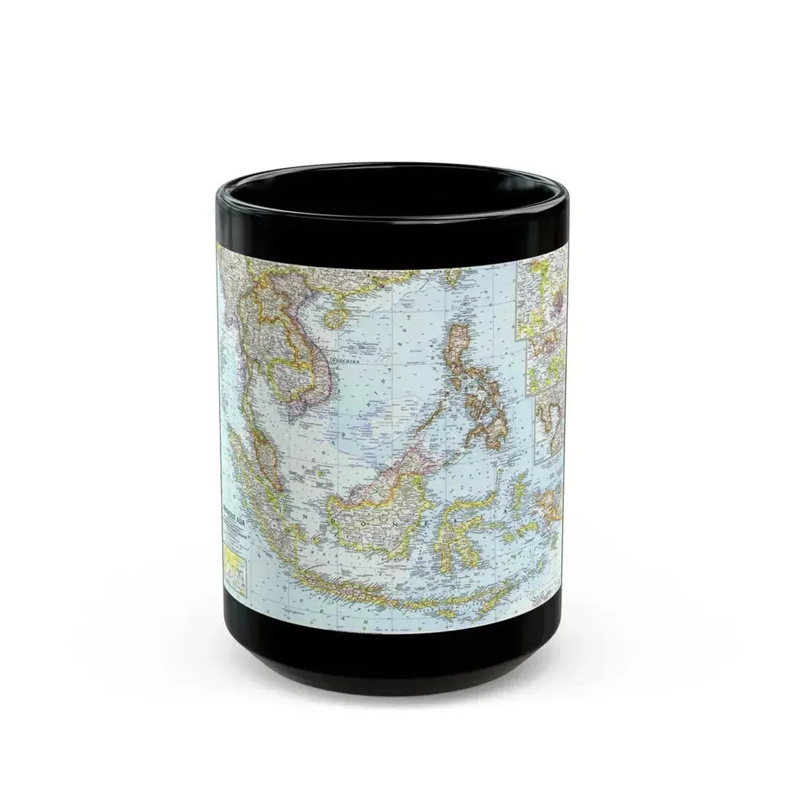 Asia - Southeast (1961) (Map) Black Coffee Mug 15oz - Go Mug Yourself