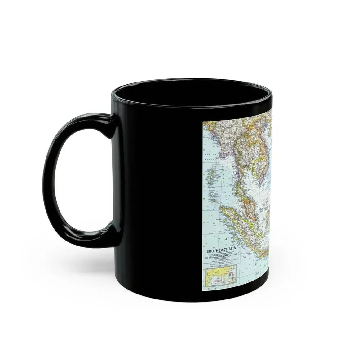 Asia - Southeast (1961) (Map) Black Coffee Mug - Go Mug Yourself