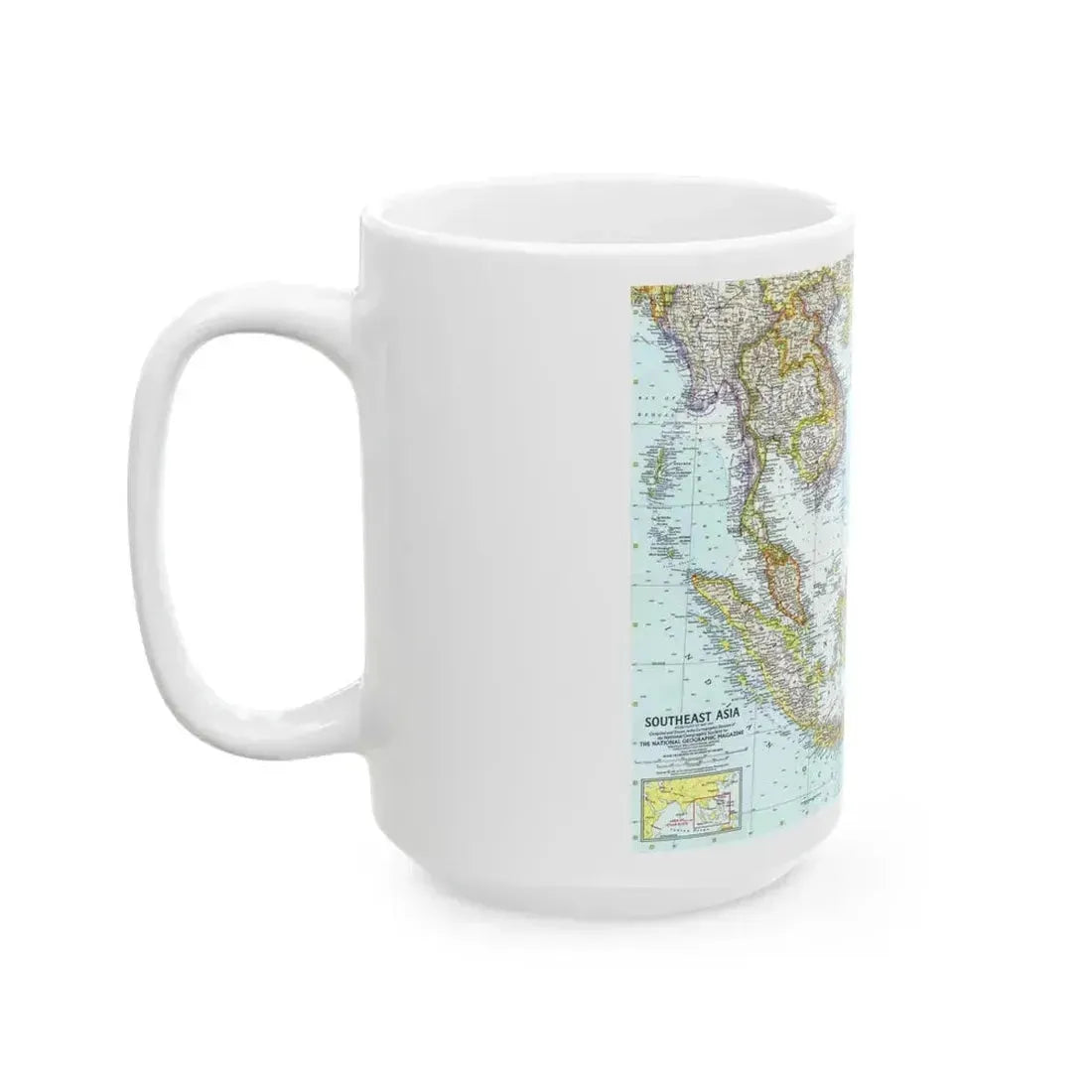 Asia - Southeast (1961) (Map) White Coffee Mug - Go Mug Yourself