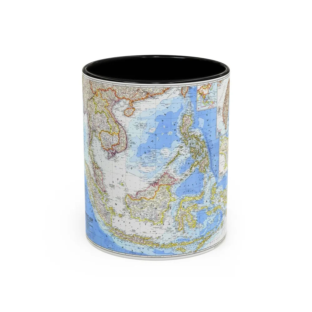 Asia - Southeast (1968) (Map) Accent Coffee Mug-11oz-Black-Go Mug Yourself