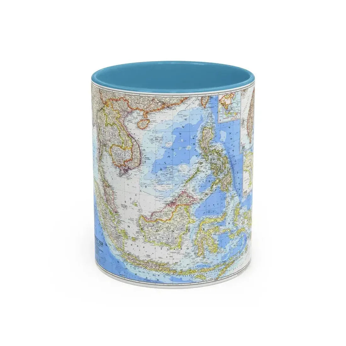 Asia - Southeast (1968) (Map) Accent Coffee Mug 11oz Light Blue - Go Mug Yourself