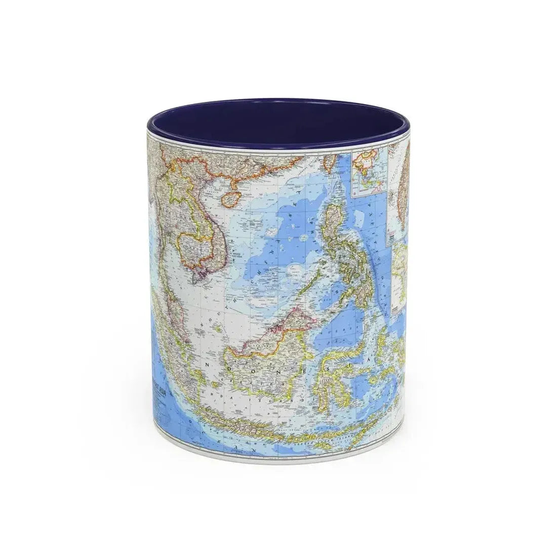 Asia - Southeast (1968) (Map) Accent Coffee Mug 11oz Navy - Go Mug Yourself