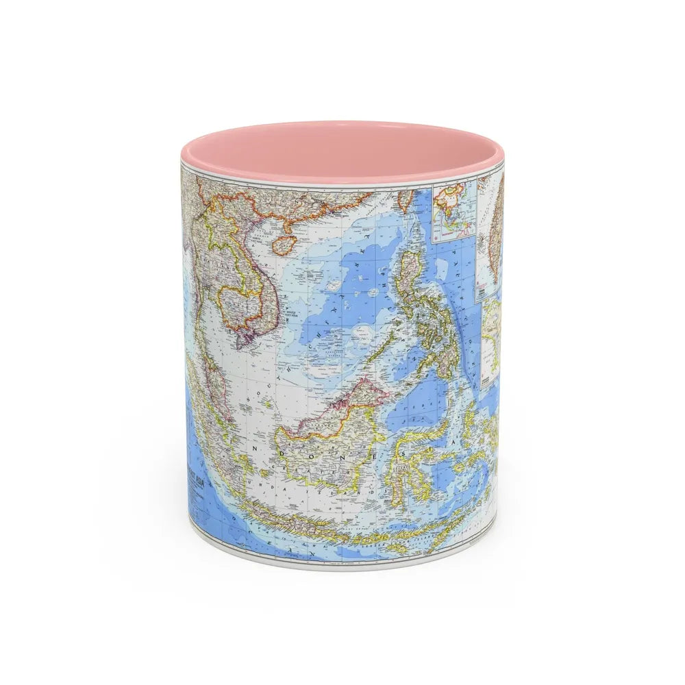 Asia - Southeast (1968) (Map) Accent Coffee Mug-11oz-Pink-Go Mug Yourself