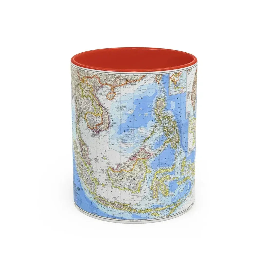 Asia - Southeast (1968) (Map) Accent Coffee Mug 11oz Red - Go Mug Yourself
