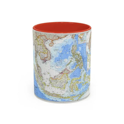 Asia - Southeast (1968) (Map) Accent Coffee Mug 11oz Red - Go Mug Yourself