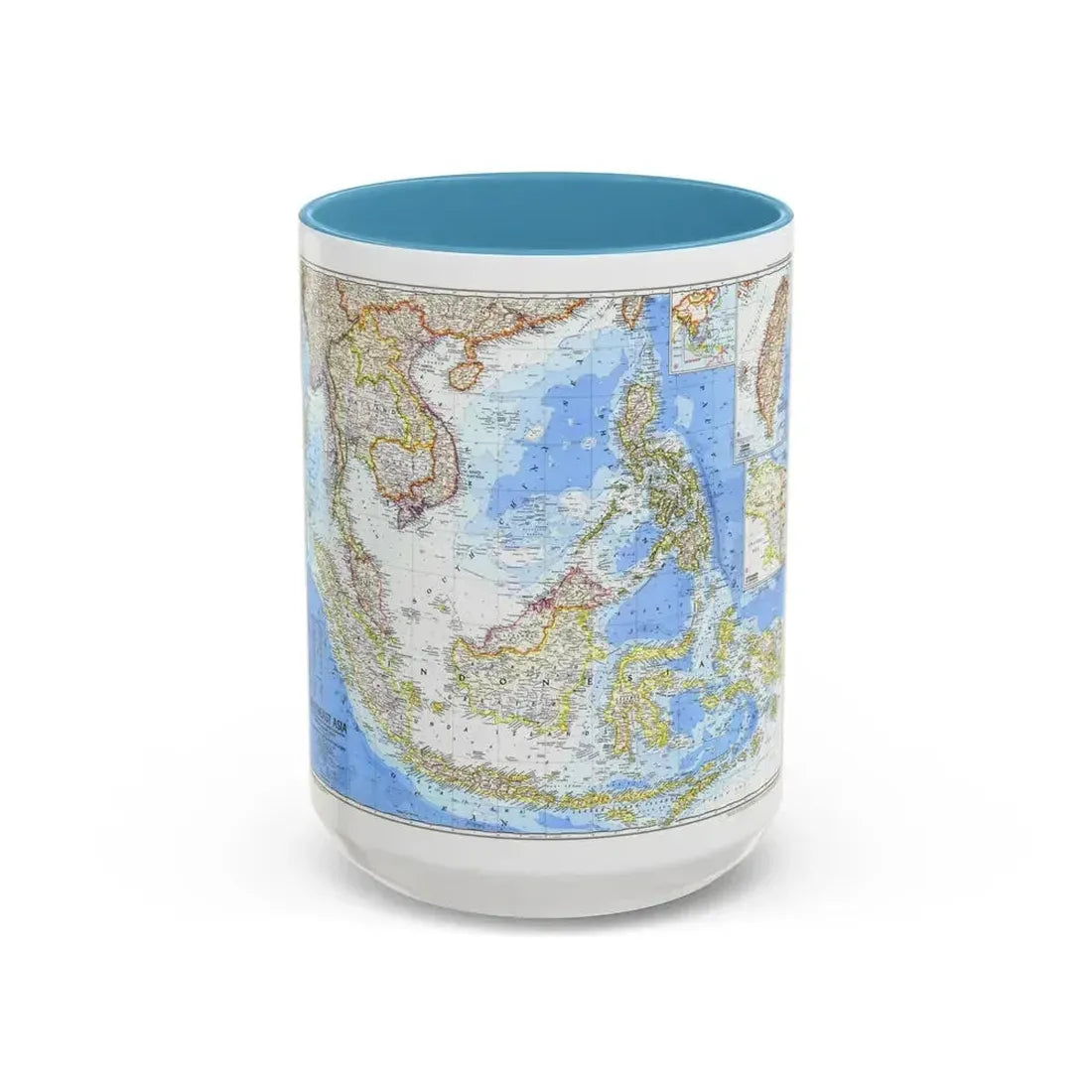 Asia - Southeast (1968) (Map) Accent Coffee Mug 15oz Light Blue - Go Mug Yourself