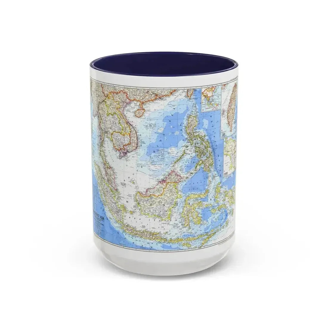 Asia - Southeast (1968) (Map) Accent Coffee Mug 15oz Navy - Go Mug Yourself
