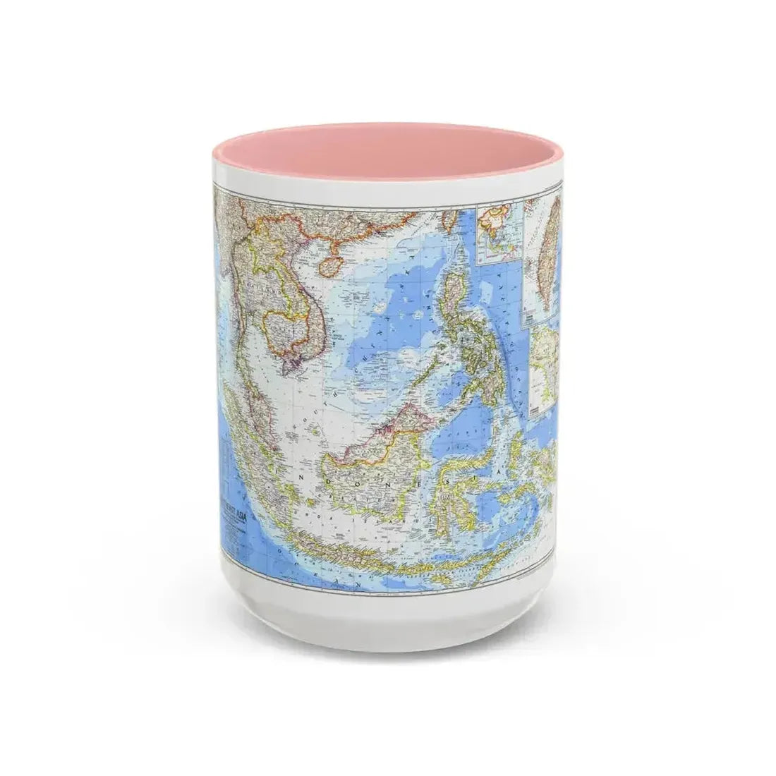 Asia - Southeast (1968) (Map) Accent Coffee Mug 15oz Pink - Go Mug Yourself