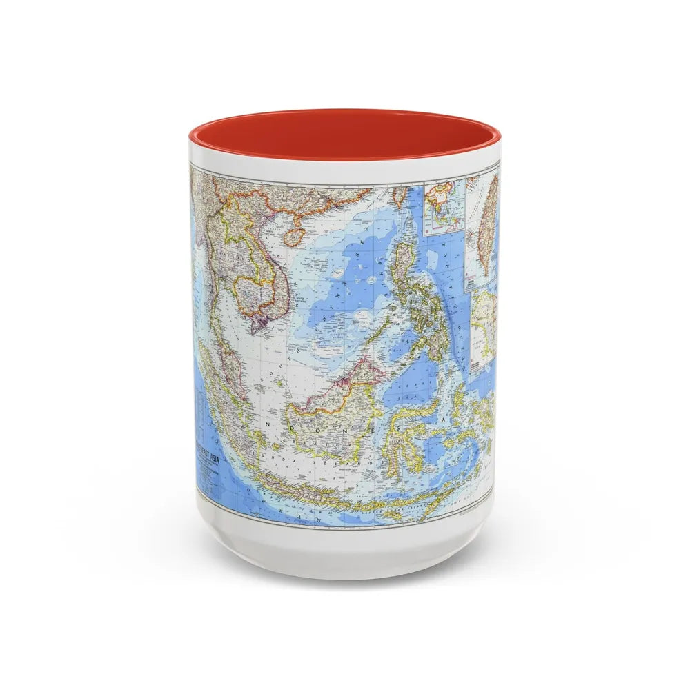 Asia - Southeast (1968) (Map) Accent Coffee Mug-15oz-Red-Go Mug Yourself