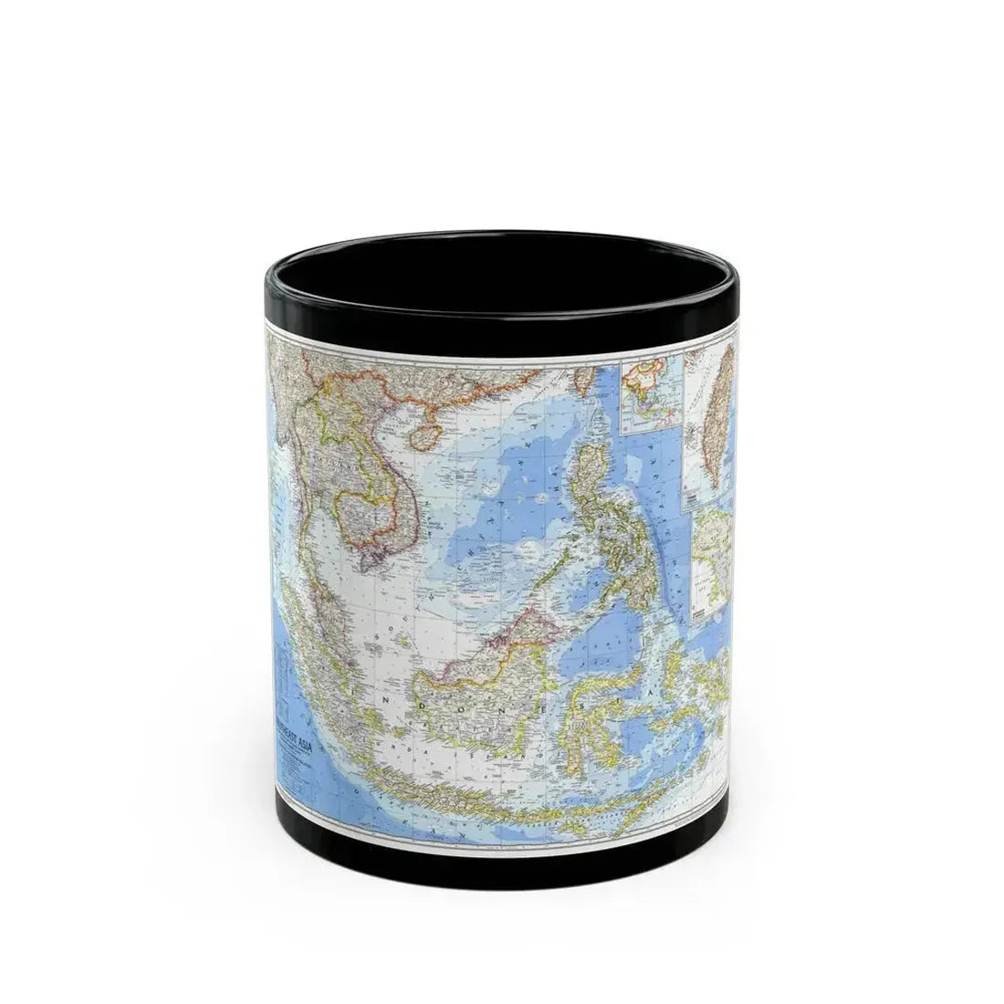 Asia - Southeast (1968) (Map) Black Coffee Mug 11oz - Go Mug Yourself