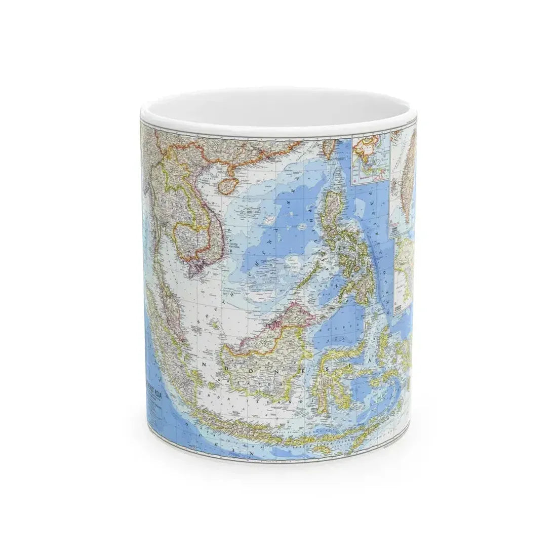 Asia - Southeast (1968) (Map) White Coffee Mug 11oz - Go Mug Yourself