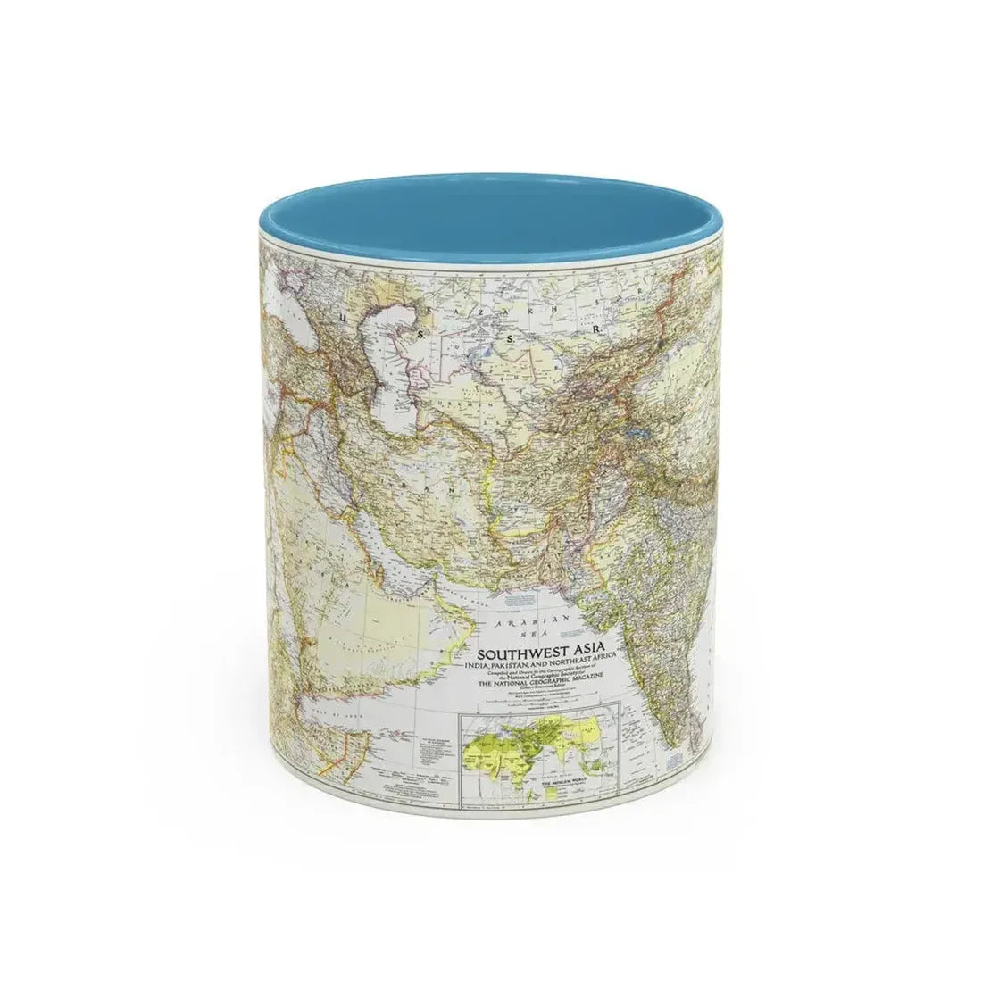 Asia - Southwest (1952) (Map) Accent Coffee Mug 11oz Light Blue - Go Mug Yourself