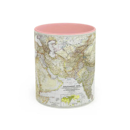 Asia - Southwest (1952) (Map) Accent Coffee Mug 11oz Pink - Go Mug Yourself