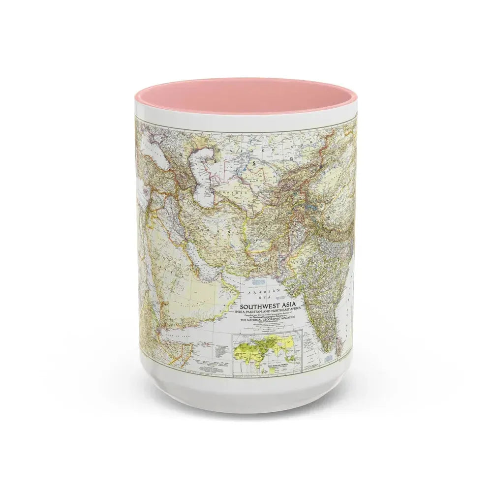 Asia - Southwest (1952) (Map) Accent Coffee Mug 15oz Pink - Go Mug Yourself