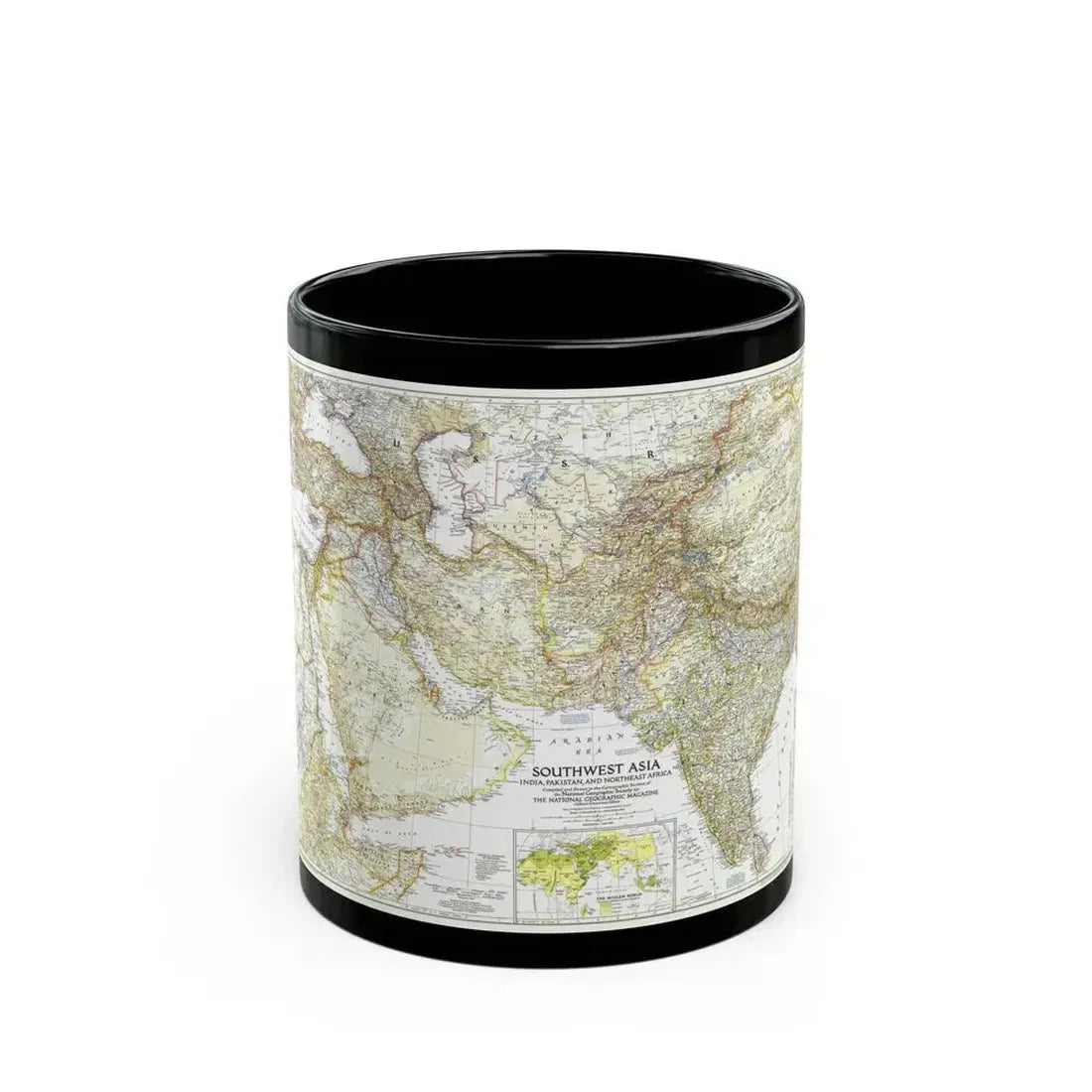 Asia - Southwest (1952) (Map) Black Coffee Mug 11oz - Go Mug Yourself