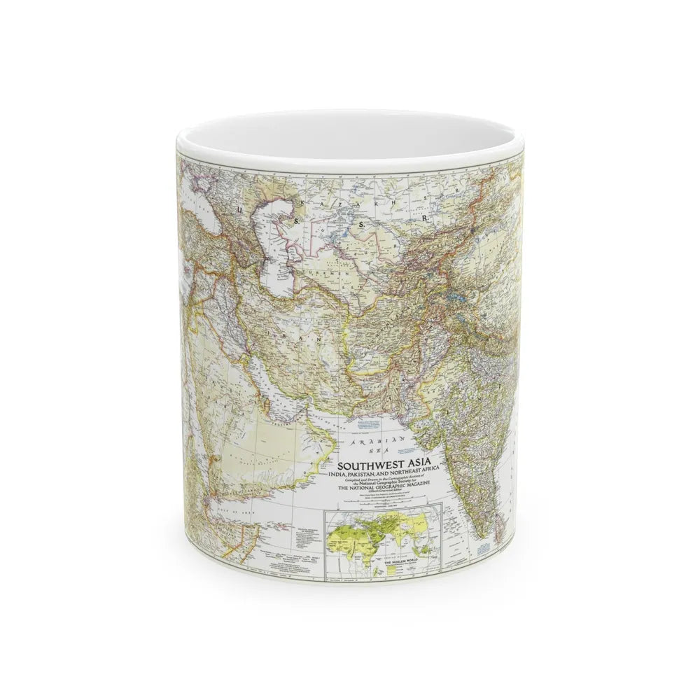 Asia - Southwest (1952) (Map) White Coffee Mug-11oz-Go Mug Yourself