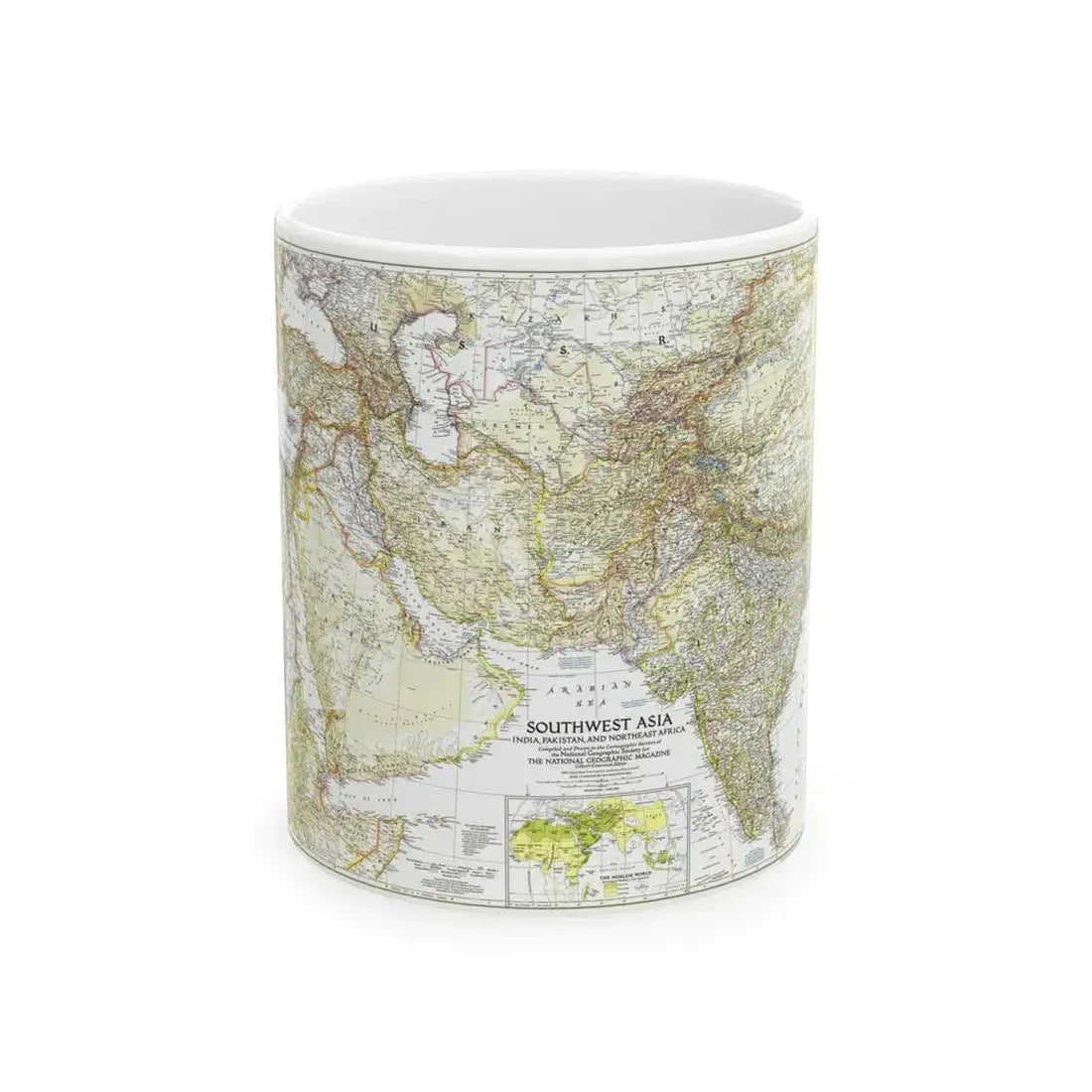 Asia - Southwest (1952) (Map) White Coffee Mug 11oz - Go Mug Yourself