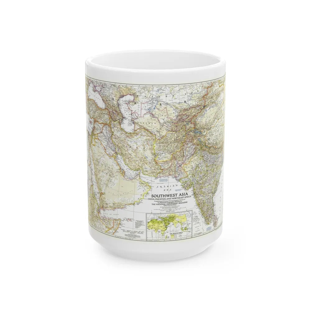 Asia - Southwest (1952) (Map) White Coffee Mug-15oz-Go Mug Yourself