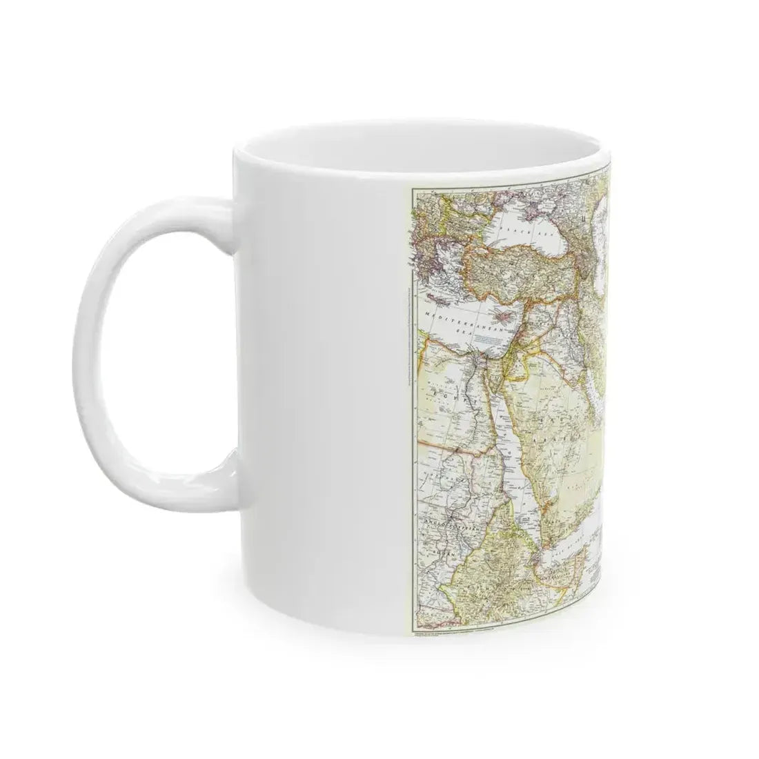 Asia - Southwest (1952) (Map) White Coffee Mug - Go Mug Yourself