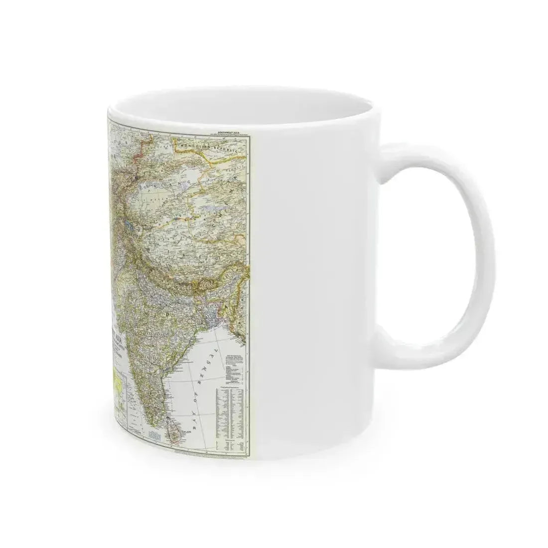 Asia - Southwest (1952) (Map) White Coffee Mug - Go Mug Yourself
