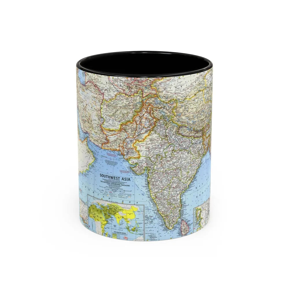 Asia - Southwest (1963) (Map) Accent Coffee Mug-11oz-Black-Go Mug Yourself