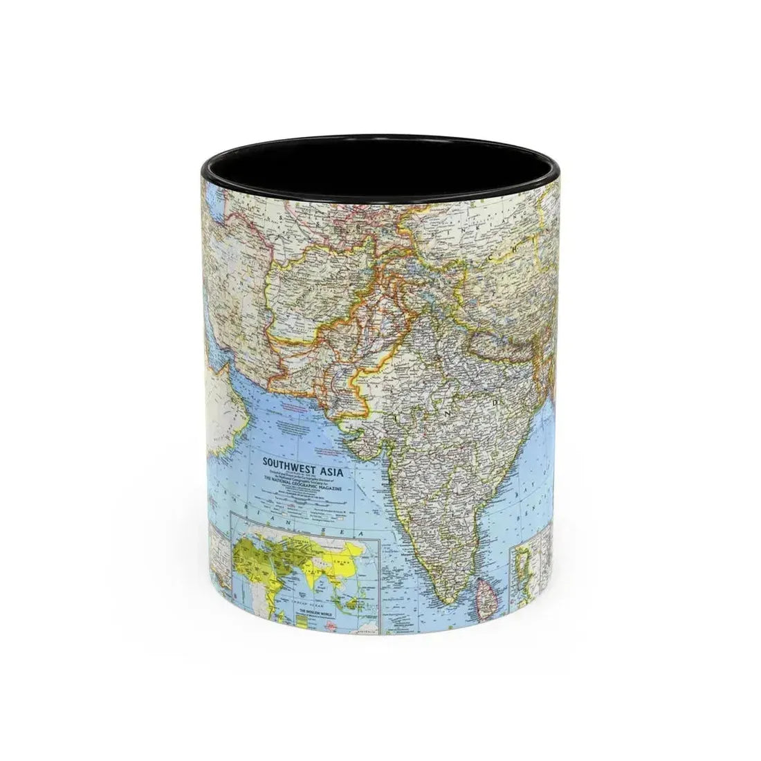 Asia - Southwest (1963) (Map) Accent Coffee Mug 11oz Black - Go Mug Yourself