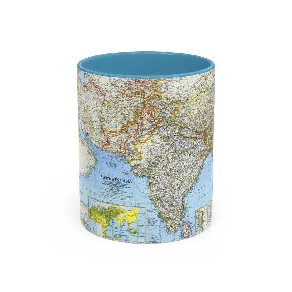 Asia - Southwest (1963) (Map) Accent Coffee Mug 11oz Light Blue - Go Mug Yourself