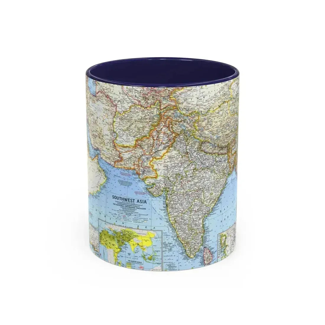 Asia - Southwest (1963) (Map) Accent Coffee Mug 11oz Navy - Go Mug Yourself