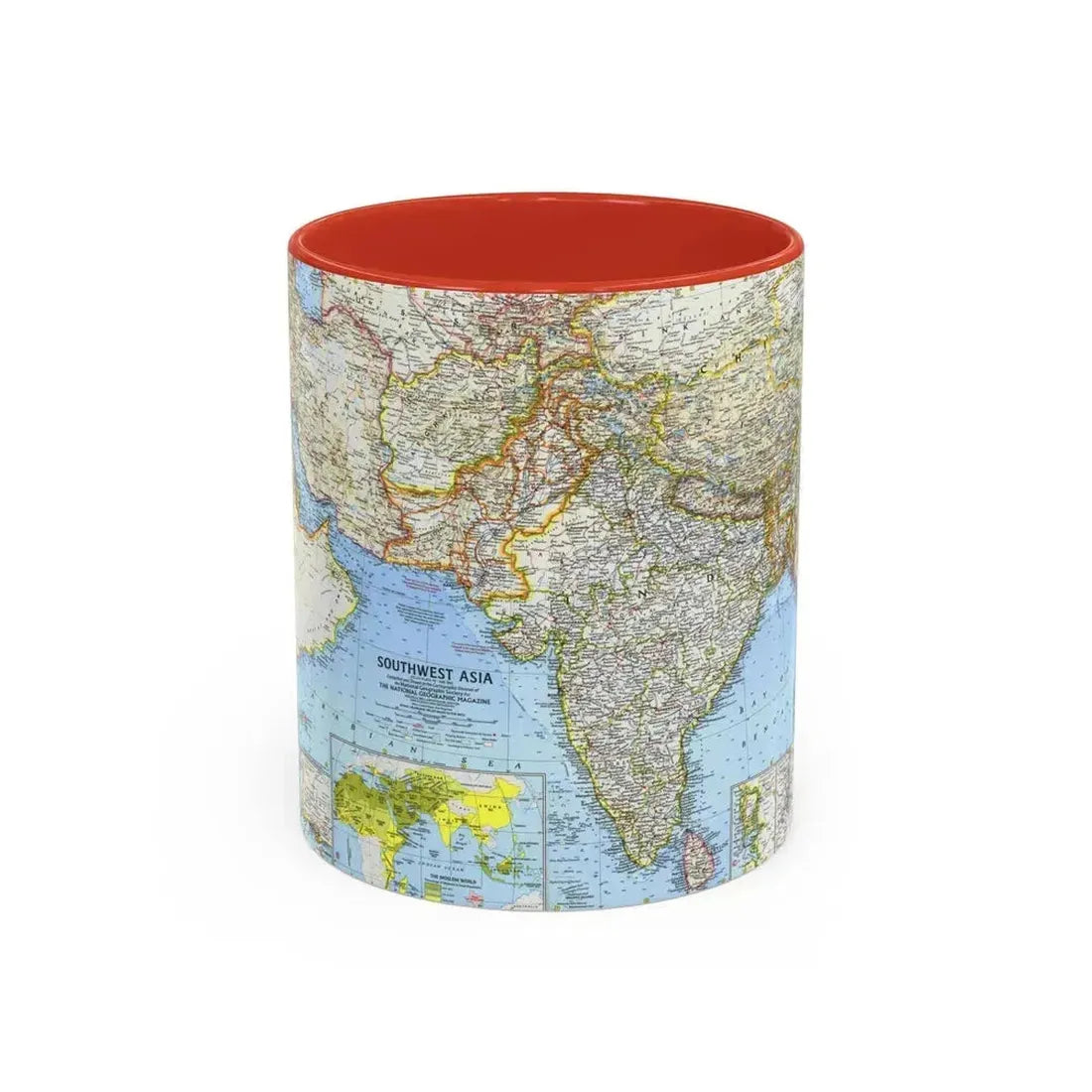 Asia - Southwest (1963) (Map) Accent Coffee Mug 11oz Red - Go Mug Yourself
