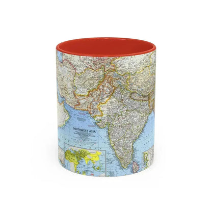 Asia - Southwest (1963) (Map) Accent Coffee Mug 11oz Red - Go Mug Yourself