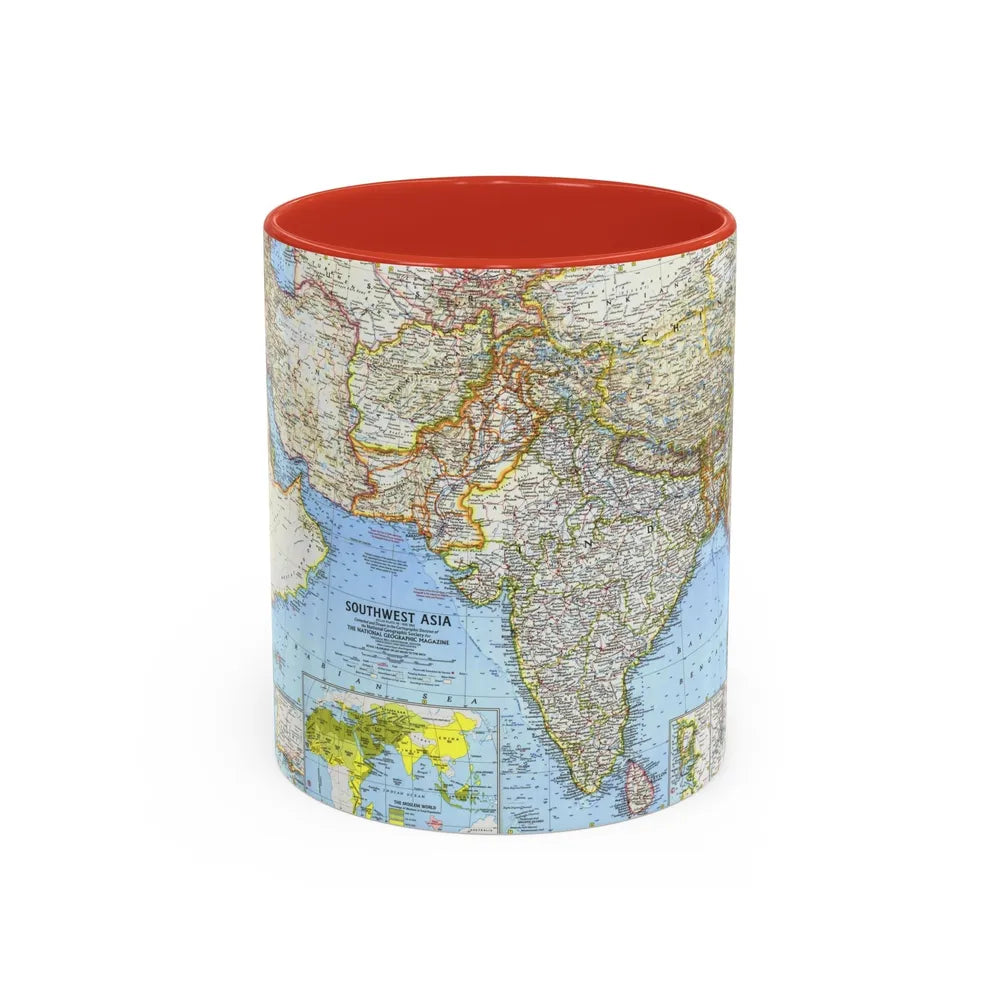 Asia - Southwest (1963) (Map) Accent Coffee Mug-11oz-Red-Go Mug Yourself