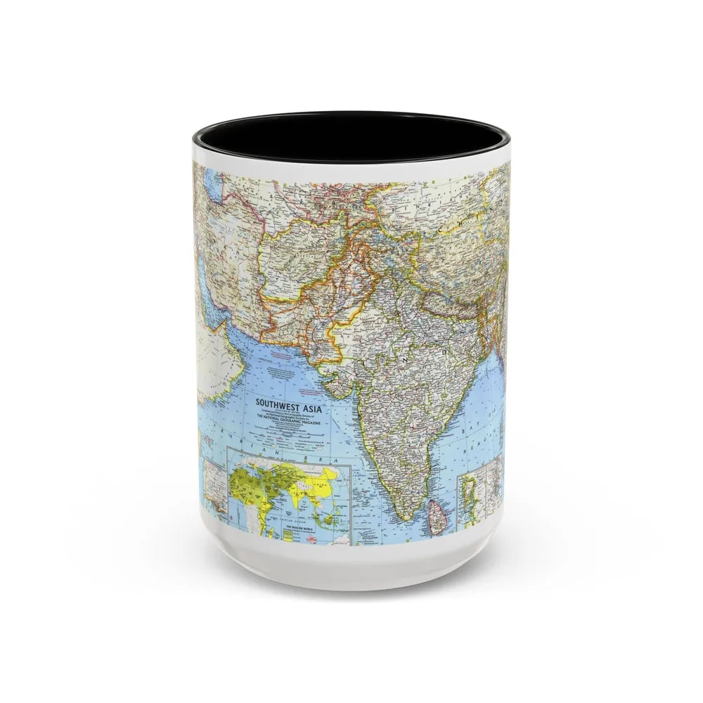 Asia - Southwest (1963) (Map) Accent Coffee Mug-15oz-Black-Go Mug Yourself