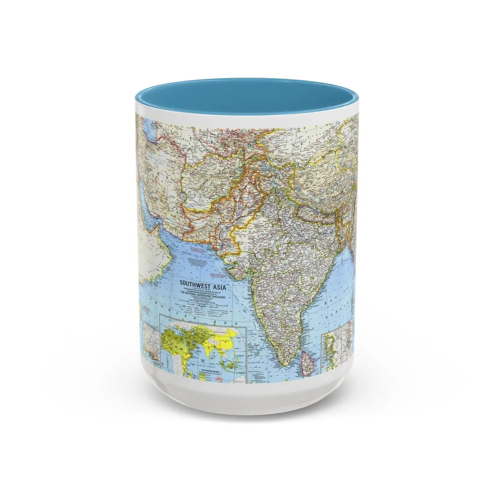 Asia - Southwest (1963) (Map) Accent Coffee Mug-15oz-Light Blue-Go Mug Yourself