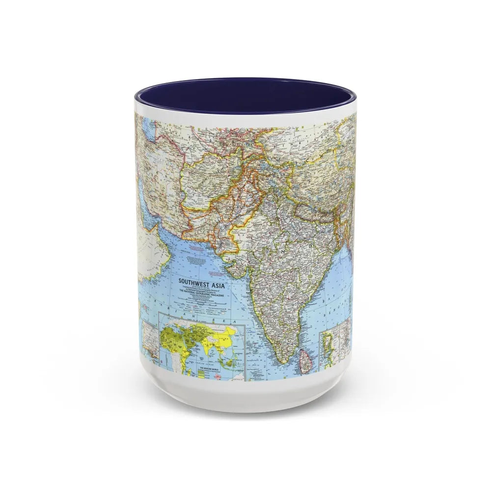 Asia - Southwest (1963) (Map) Accent Coffee Mug-15oz-Navy-Go Mug Yourself