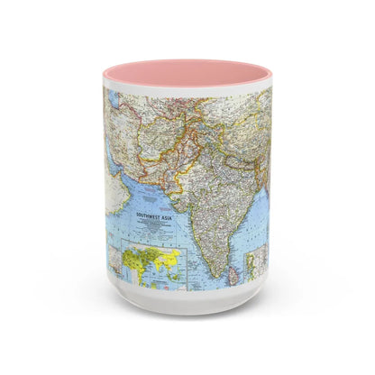 Asia - Southwest (1963) (Map) Accent Coffee Mug-15oz-Pink-Go Mug Yourself