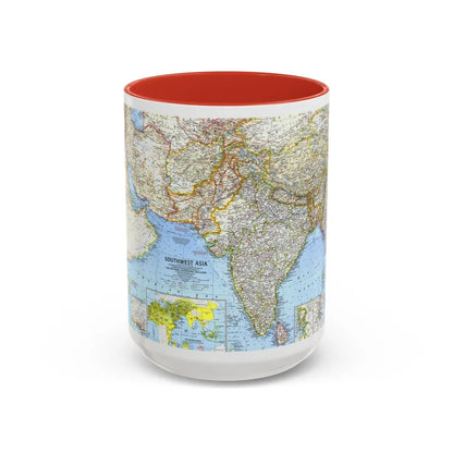 Asia - Southwest (1963) (Map) Accent Coffee Mug-15oz-Red-Go Mug Yourself