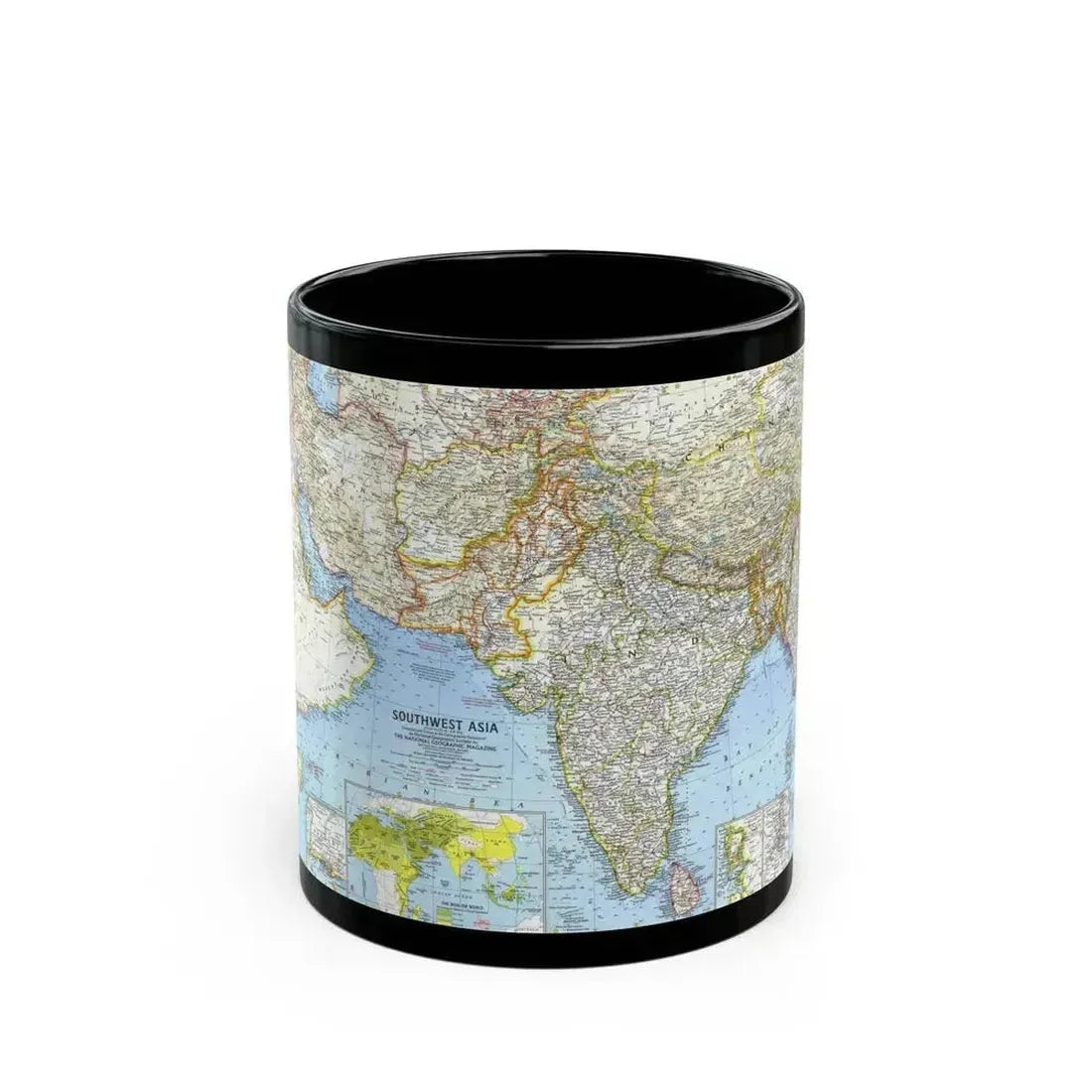 Asia - Southwest (1963) (Map) Black Coffee Mug 11oz - Go Mug Yourself