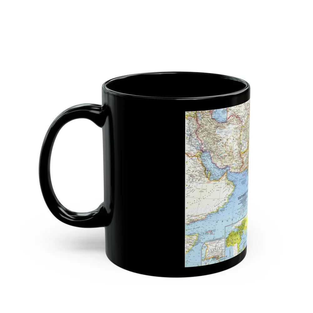 Asia - Southwest (1963) (Map) Black Coffee Mug-Go Mug Yourself