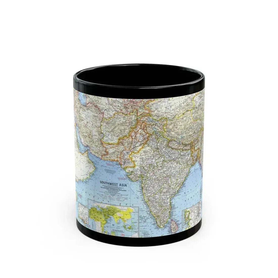 Asia - Southwest (1963) (Map) Black Coffee Mug - Go Mug Yourself
