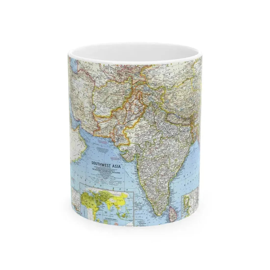 Asia - Southwest (1963) (Map) White Coffee Mug 11oz - Go Mug Yourself