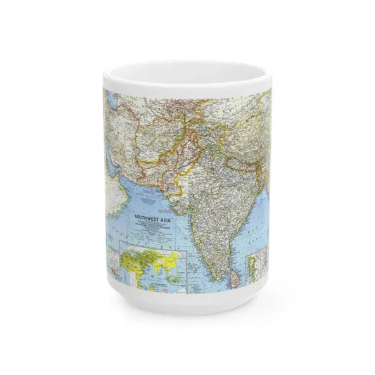 Asia - Southwest (1963) (Map) White Coffee Mug 15oz - Go Mug Yourself