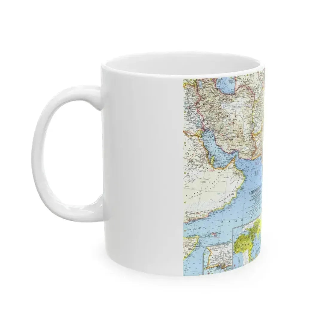 Asia - Southwest (1963) (Map) White Coffee Mug - Go Mug Yourself
