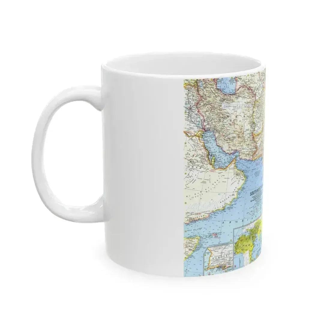 Asia - Southwest (1963) (Map) White Coffee Mug - Go Mug Yourself
