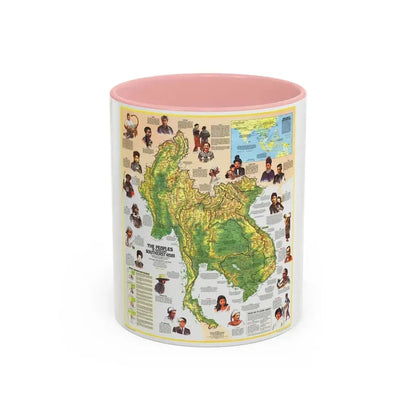 Asia - The Peoples of Mainland Southeast (1971) (Map) Accent Coffee Mug 11oz Pink - Go Mug Yourself