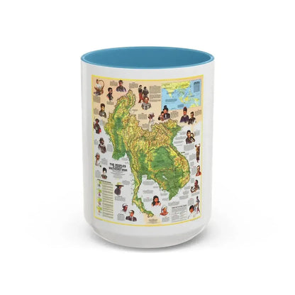 Asia - The Peoples of Mainland Southeast (1971) (Map) Accent Coffee Mug 15oz Light Blue - Go Mug Yourself