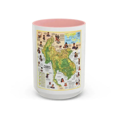 Asia - The Peoples of Mainland Southeast (1971) (Map) Accent Coffee Mug 15oz Pink - Go Mug Yourself