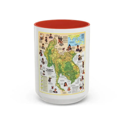 Asia - The Peoples of Mainland Southeast (1971) (Map) Accent Coffee Mug 15oz Red - Go Mug Yourself